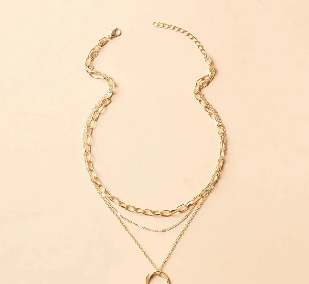 Vintage goldene mehrschichtige Ketten- und Anhängernhänger