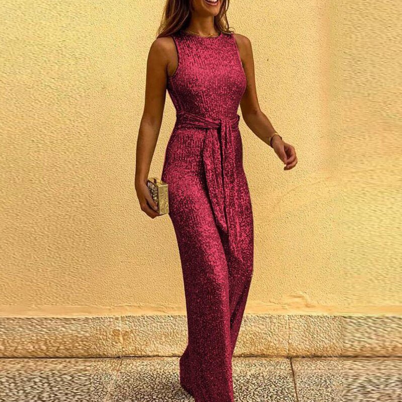 Luxuriöser Ärmelloser Jumpsuit Für Damen | Weites Bein