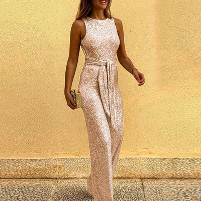 Luxuriöser Ärmelloser Jumpsuit Für Damen | Weites Bein