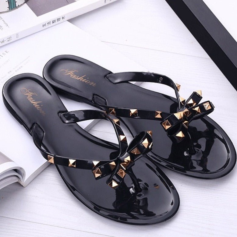 WW Nieten-Schleifenknoten Flip-Flops Sandalen