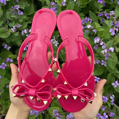 WW Nieten-Schleifenknoten Flip-Flops Sandalen