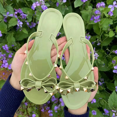 WW Nieten-Schleifenknoten Flip-Flops Sandalen