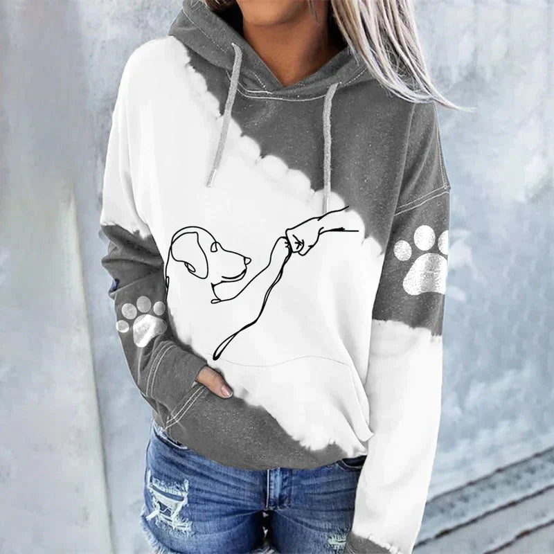 Amora™ Trendiger lockerer Hoodie mit Hundeaufdruck