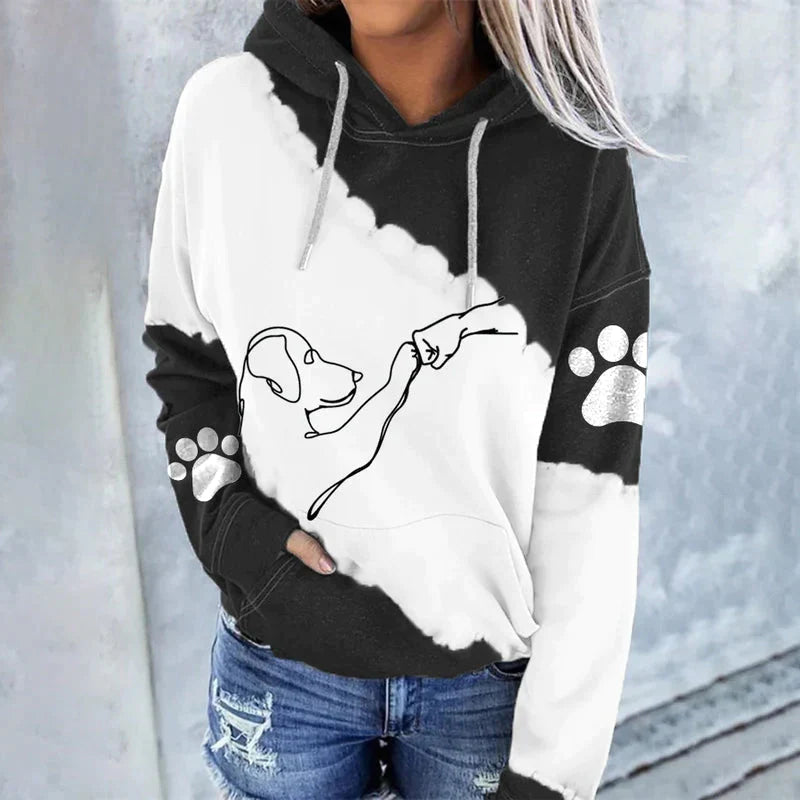 Amora™ Trendiger lockerer Hoodie mit Hundeaufdruck